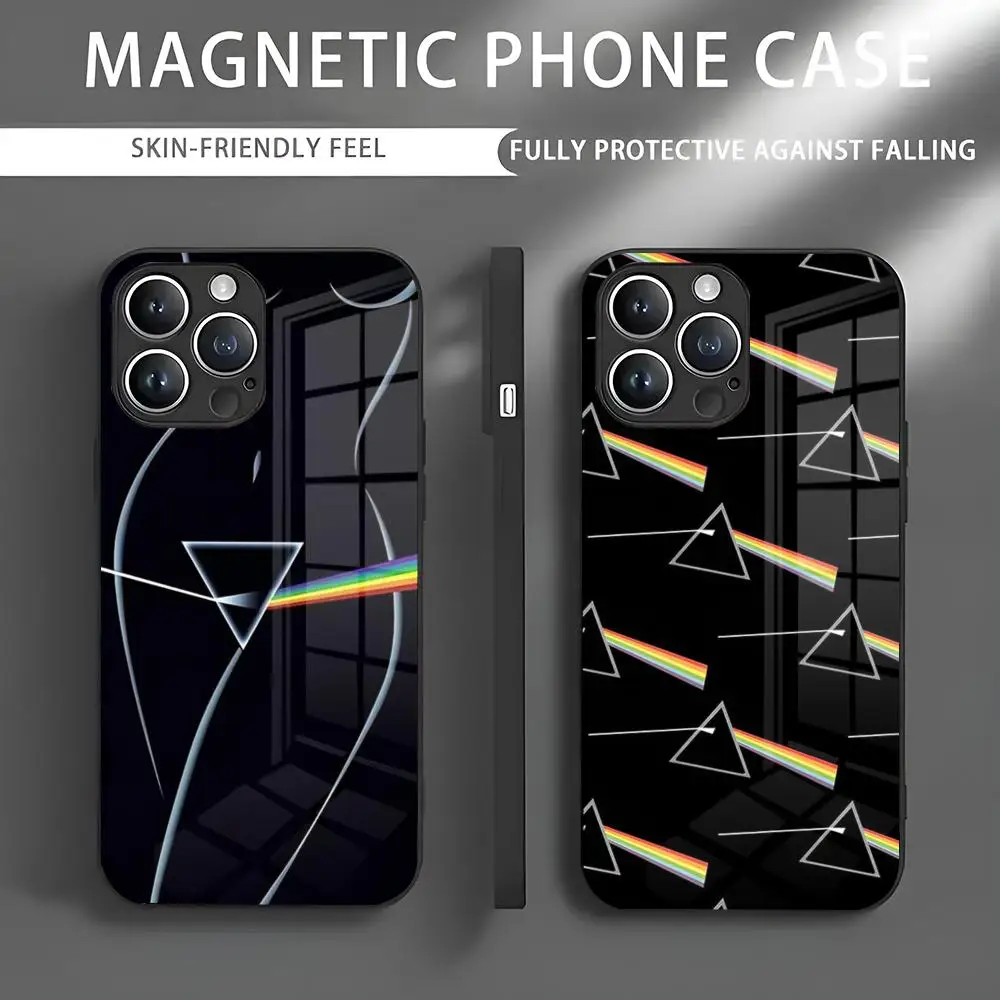 

P-Pink-K F-FloydES Phone Case IPhone 16 15 14 13 12 11 X XR XS XSMAX 8 Plus Mini Pro Max Glass Magnetic Phone Case