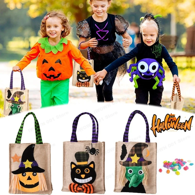 

Многоразовые сумки-тоут на Хэллоуин для детей, коллекция конфет «Кошелек или жизнь», товары для вечеринок на Хэллоуин, украшения с ручками, сумки