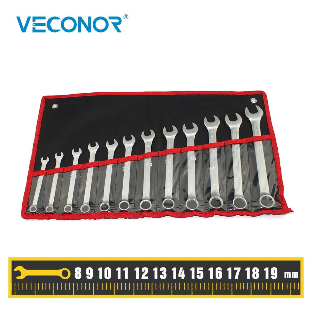 12PCS Combination Wrench Set Open and Box End Universal Combo Spanner Kit Auto Repair Hand Tools For Car Motor Bicycle 8-19mm