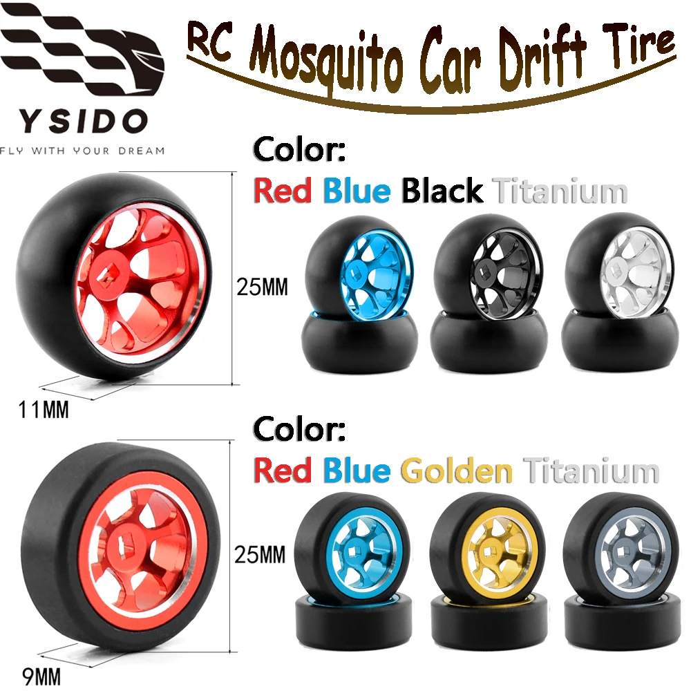 YSIDO Metal Wheel Rim Drift Car Tire for 1/28 Wltoys K979 K989 284131 Kyosho MINI-Z MINI-D RC Drift Mosquito Off-Road Cars Part