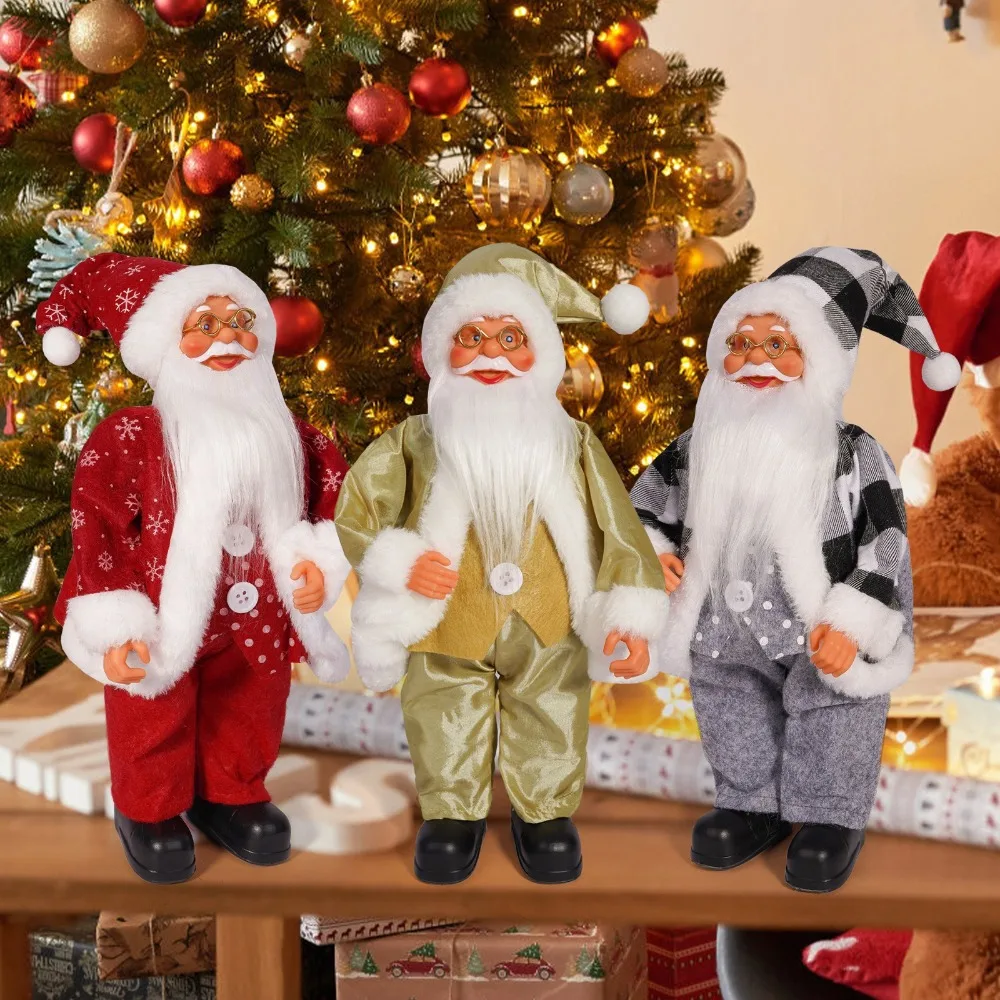 Realistische 12-Zoll-Weihnachtsmann-Puppe, kreative Weihnachtsbaumschmuck aus Kunstharz, für Kinder, Weihnachtsgeschenke, Party-Dekoration, Desktop-Ornamente