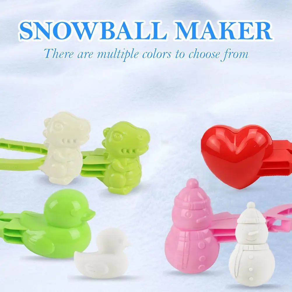 4 قطعة صانع كرة الثلج كليب للأطفال الكبار القلب ندفة الثلج بطة شكل كليب ملقط للخارجية الرمال كرة الثلج قالب اللعب ألعاب رياضية