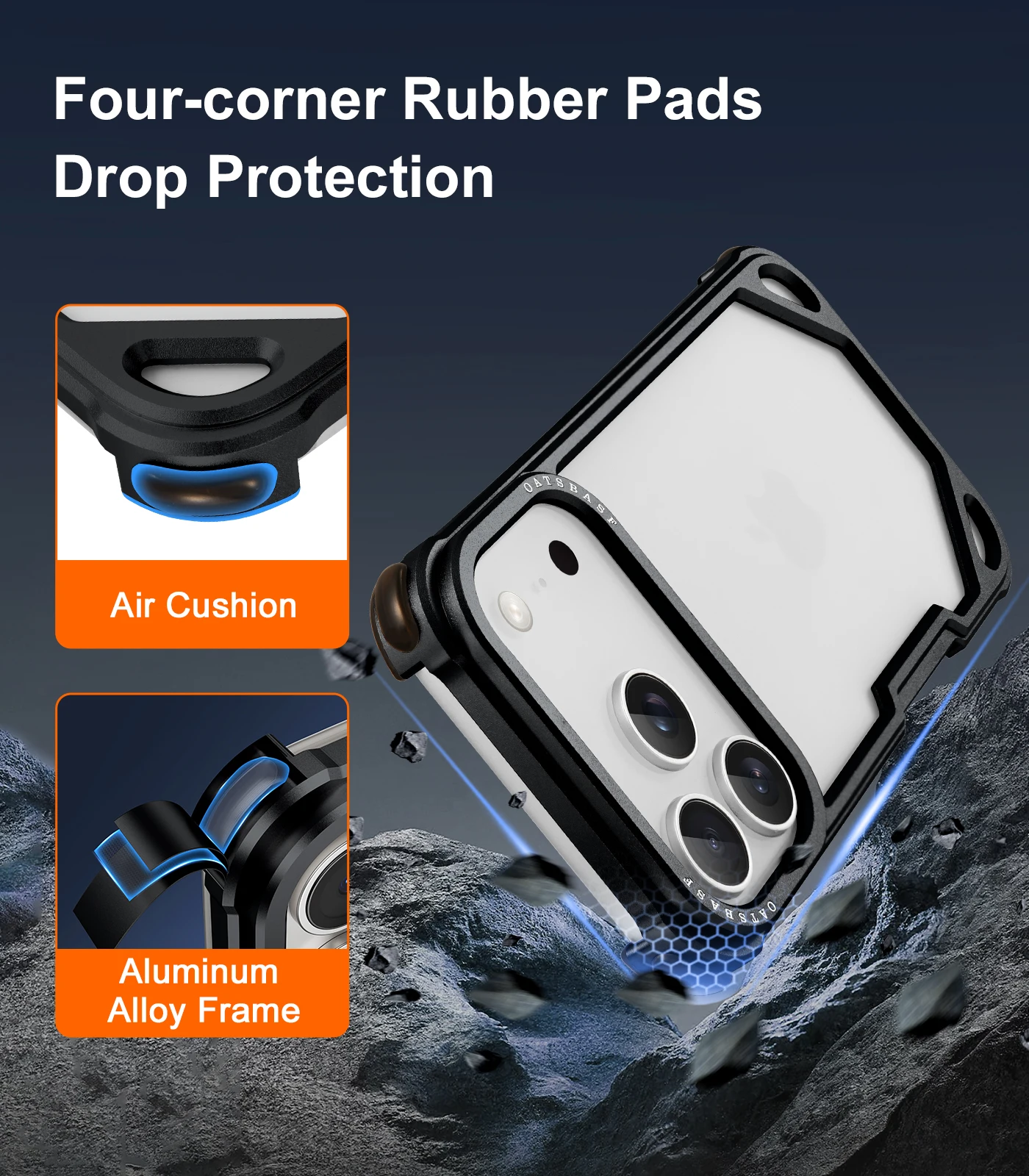 

Ультратонкий чехол Oatsbasf для iPhone 17 Pro/Pro Max/17 Air Metal безрамный минималистичный защитный чехол с беспроводной зарядкой