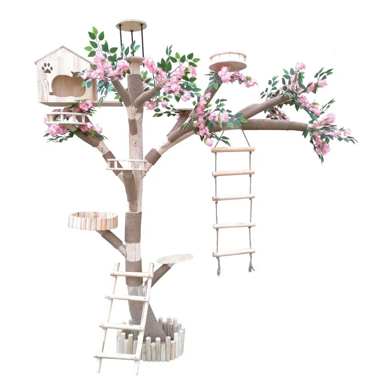 

Cat Climbing Frame Wear-resistant and Non Stick Solid Wood Trunk Cat Nest Cat Jumping Platform Integrated