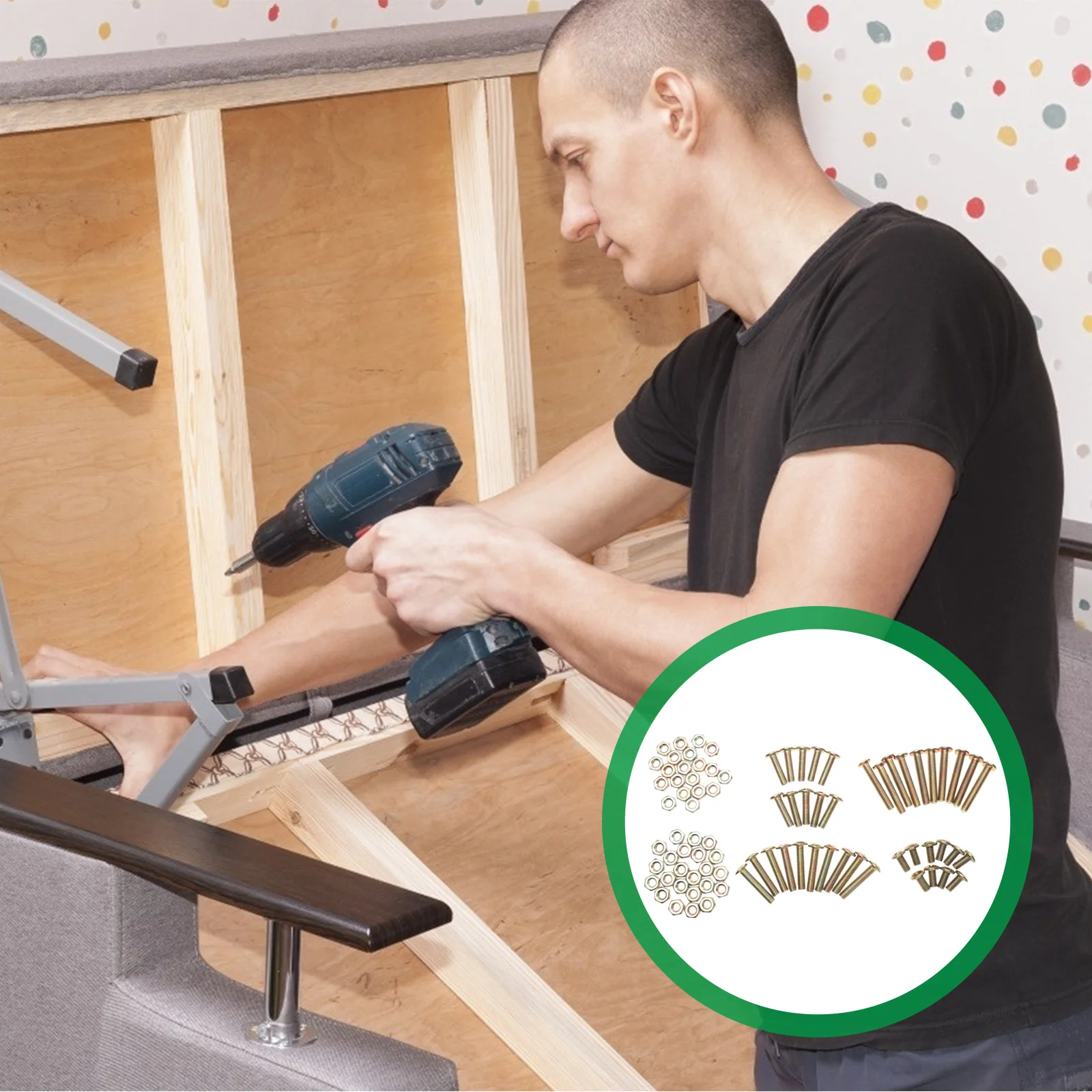 

1Set Sofa Leg Fixing Screws Durable Iron Flat Head Installation Screws Metal Furniture Fix Screw Practical Use