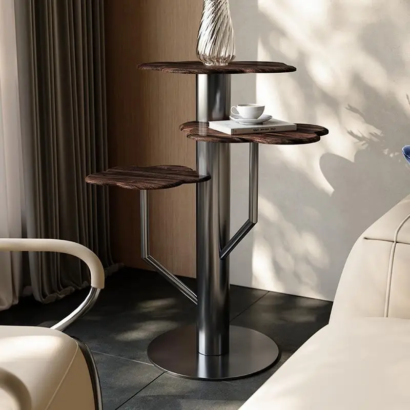 Italian minimalist flower shelf, living room floor-to-ceiling walnut high-end balcony