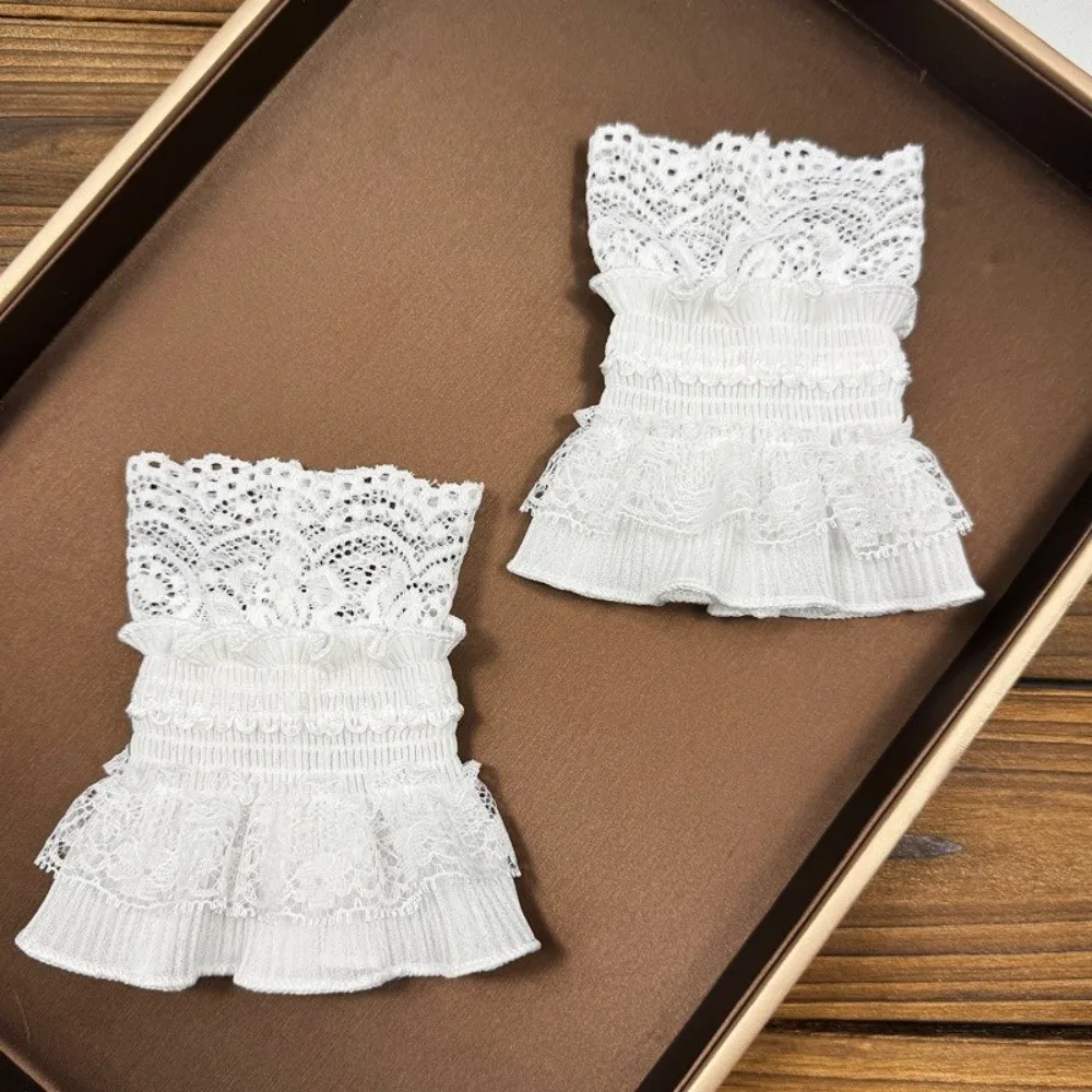 

1Pair Elastic Detachable Sleeves Cuffs Sun Protection Dresses Sweater Decor Lace Cuffs Costume Accessory All-match