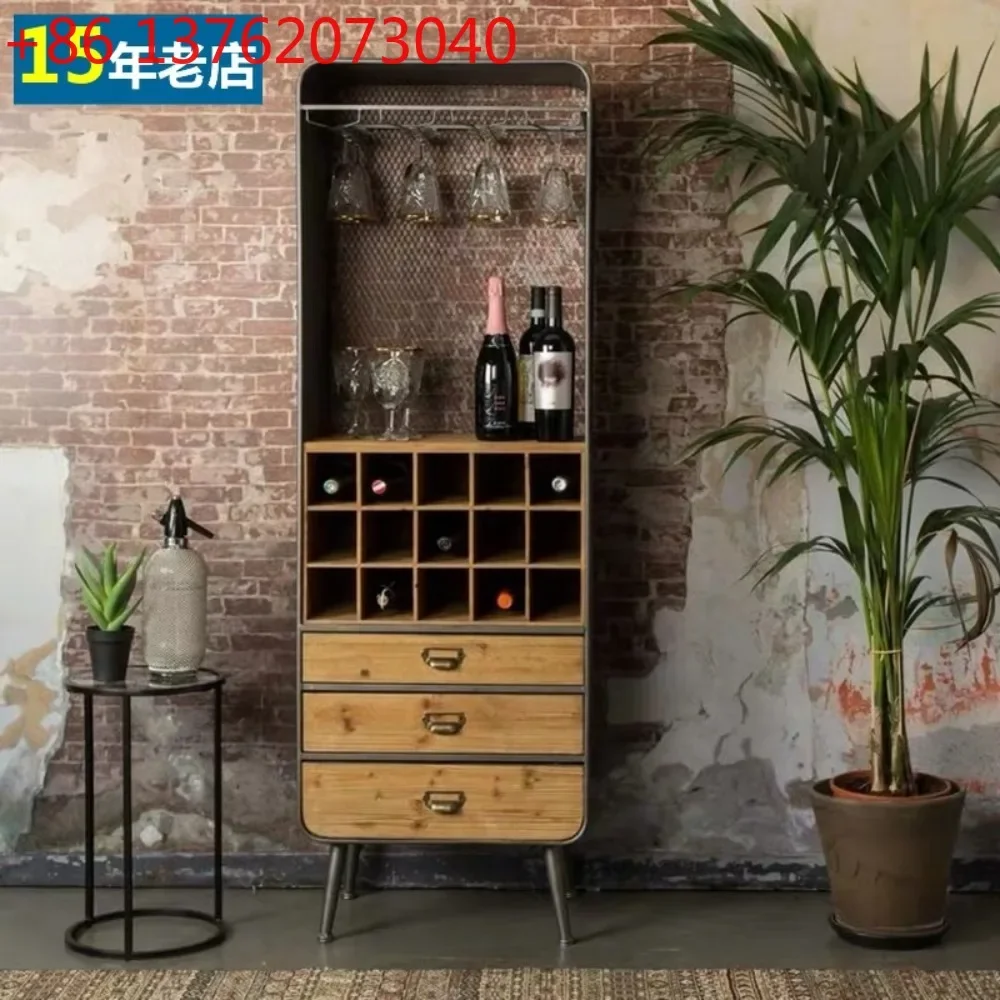 

Solid wood industrial wine cabinet locker goblet upside