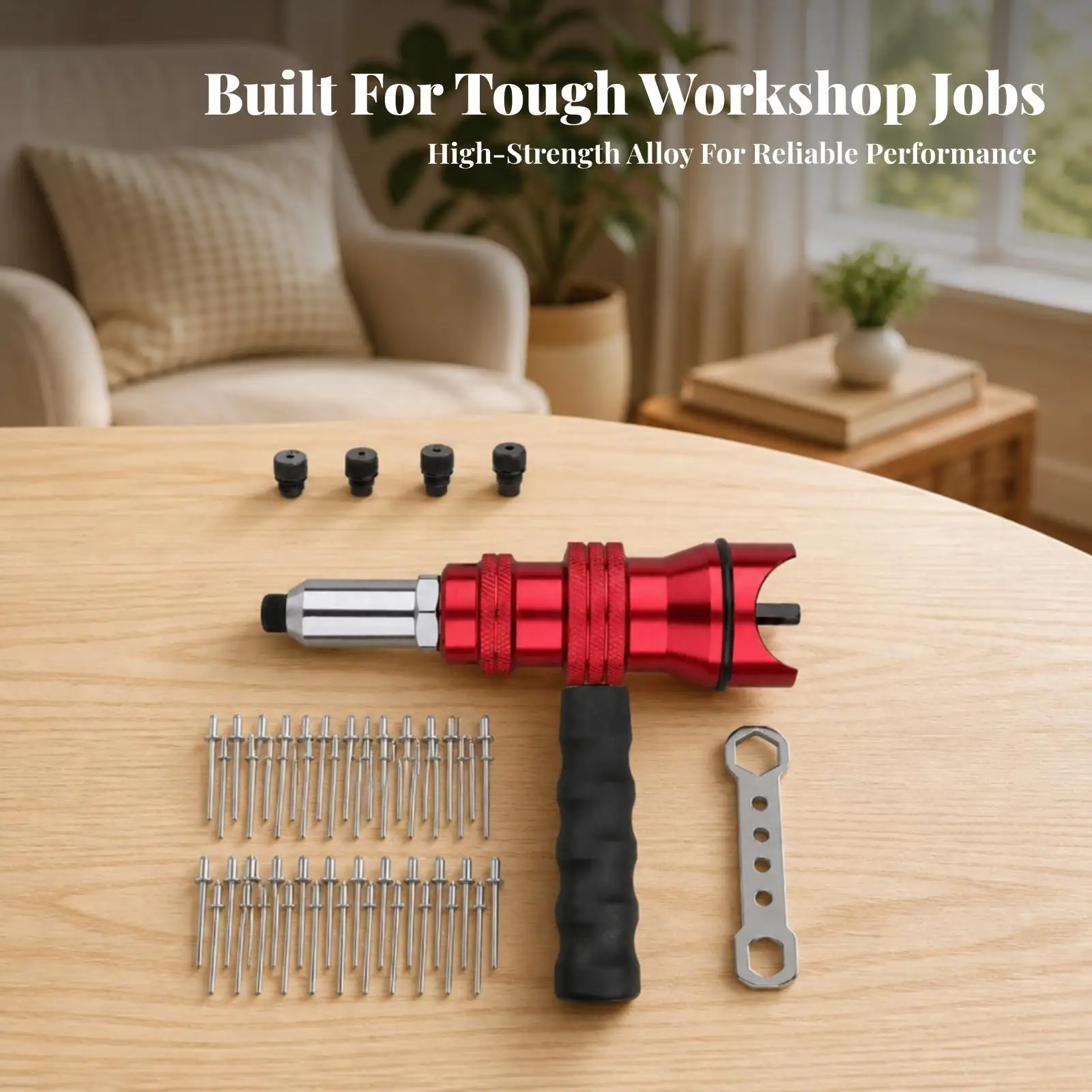 Easy to Install Kit | Anodized Aluminum Body, Rivet Conversion Head, Four Interchangeable Nozzles, Rivet Adapter, for Metal
