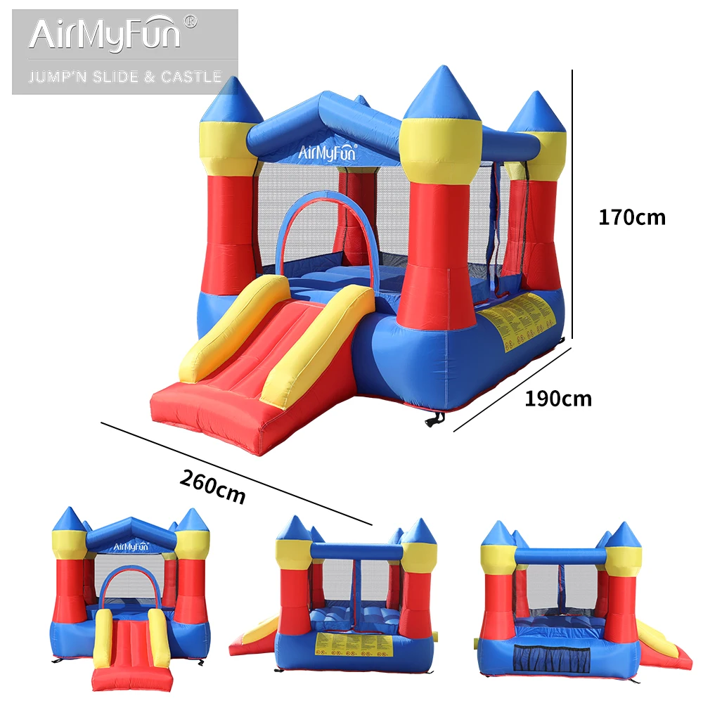 AirMyFun Inflatable Bounce House with Blower, Bouncy Jumping House with Slide, Kids Castle Party