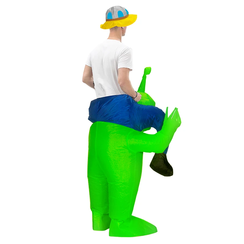 Alien Inflatable Costume for Women Men Adults Fancy Dress Up Ride on Green Alien Monster Jumpsuit Halloween Carnival Party Suit