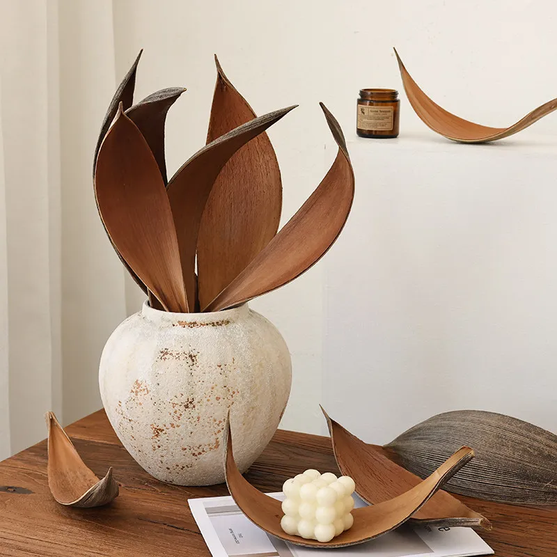 Cocoa Leaves Figurines  Natural Dried Plants Figurines Nordic Living Room Minimalist Ornament Household Aesthetic Decoration