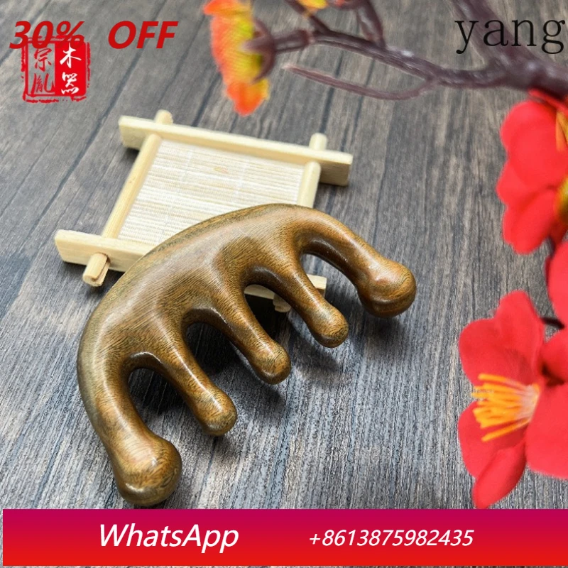 

LH Head Meridian Comb Rhino Horn Red Sandalwood Wide Tooth Comb Gift