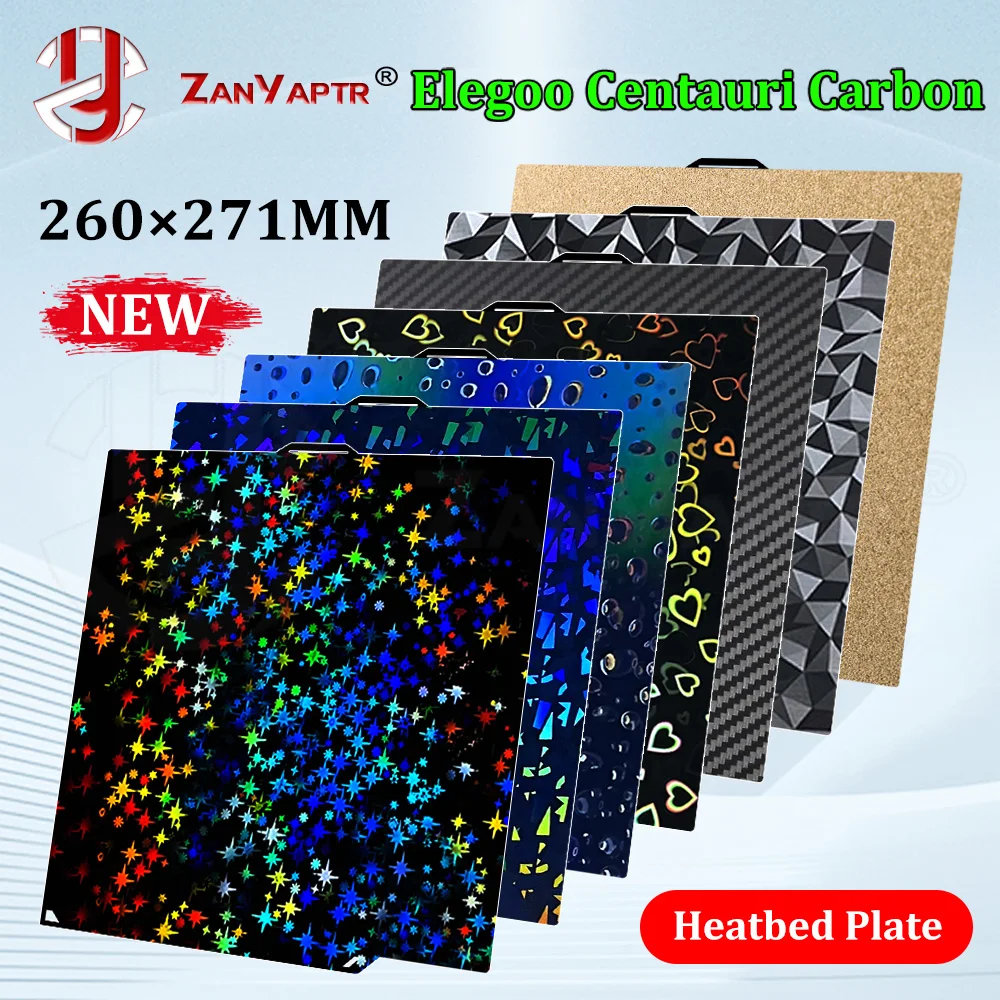 

Для Elegoo Centauri Carbon 260x271 сборная пластина гладкий лист PEO PEI PET PEY нагревательная кровать пружинный стальной лист аксессуары для 3d-принтеров