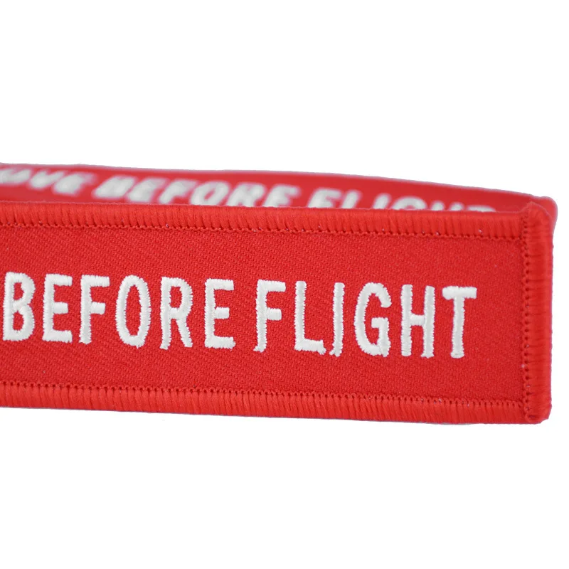 Remove Before Flight Woven Key Ring Special Luggage Tag Label Red Chain Keychain For Aviation Gifts OEM Keychain Fashion Jewelry