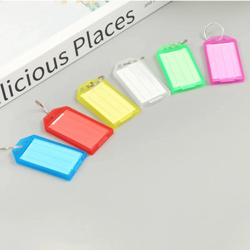 Flap Transparent Keychain Colorful Plastic Label Keychain Double Sided Marking Key Plate Luggage Hotel ID Tag