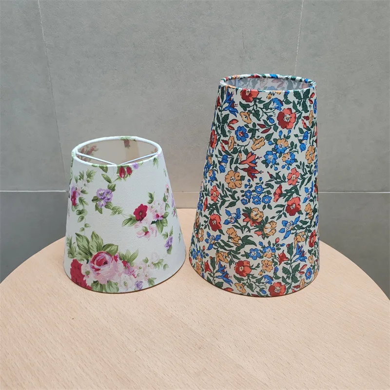 Floral fabric bedside lamp shade 9x15x20 Garden style ins retro E27 lamp accessory shade shell