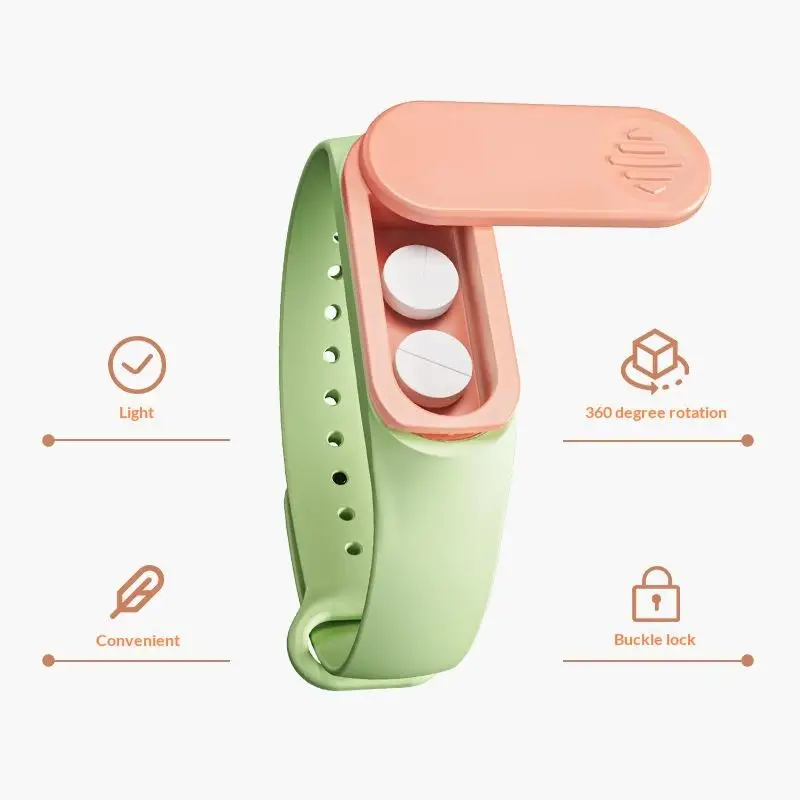 

For The Elderly And Children Ultra Portable Medicine Box Wristband With 360° Rotation And Lock Medicine Storage Box