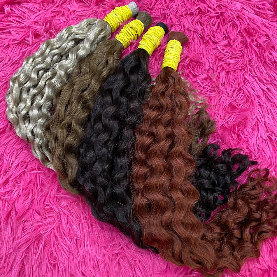 

Colorful Hair Curly Deep Wave Hair Bulks for Boho Braids 100% Human Hair Extensions No Weft Blonde Red Vietnamese Hair 613