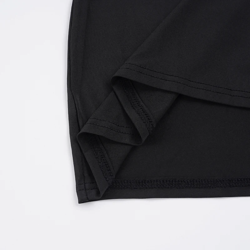 SUCHCUTE Sexy schwarzes, ausgehöhltes Minikleid für Damen, Rollkragenpullover, kurze Ärmel, schmale Roben, elegante, figurbetonte Kleider, schicke Club-Outfits – Detail 9
