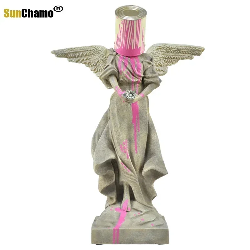 Iron Bucket Paint Angel Hand Do Gray Trend Doll Sculpture Instagram Gift Banksy