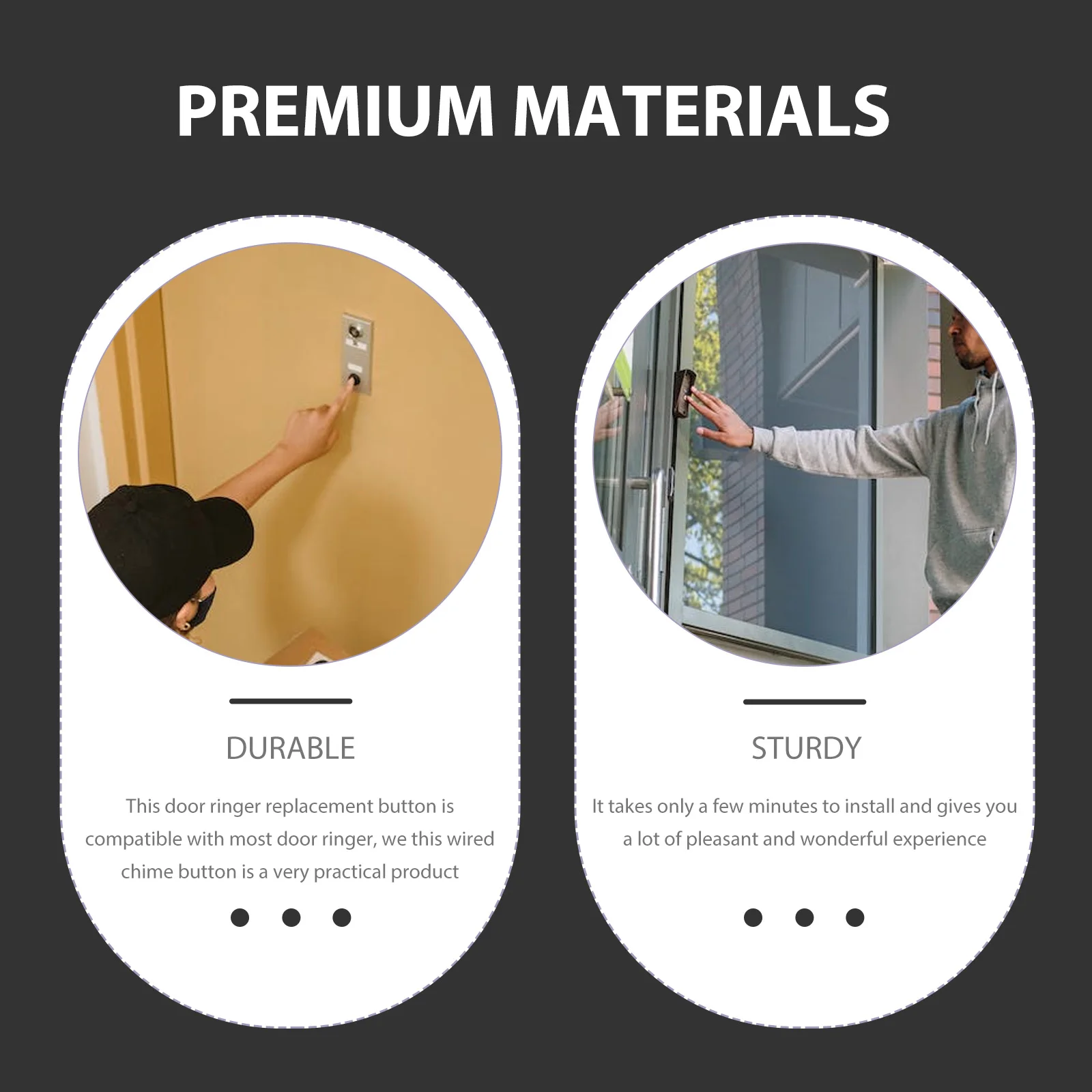 4 Pcs Doorbell Button Pleasant Experience Lightweight Replaceable High Quality Ringer Durable Easy Install Nickel-plated Copper