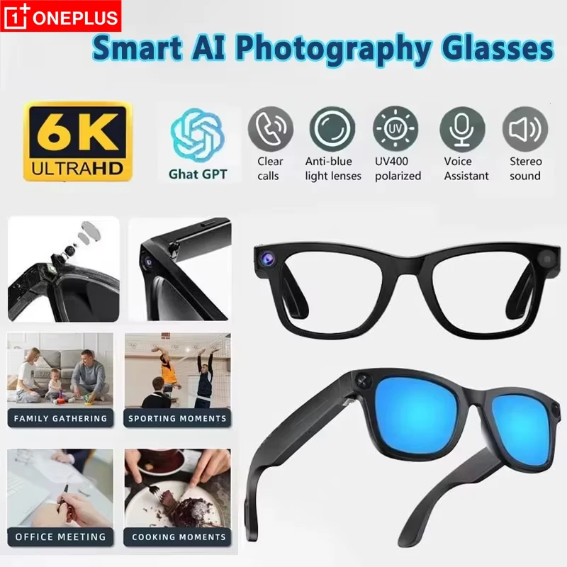 

OnePlus 800W Pixel Intelligent Glasses AI G300 HD Shooting Video Voice Call Translation Multifunction Anti-blue Light Glass
