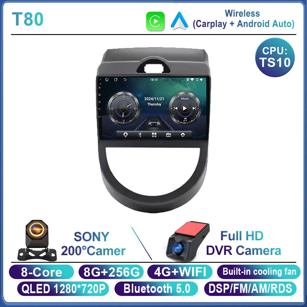 Android 16 voor Kia Soul 1 AM 2008 2009 2010 2011 Carplay Auto autoradio multimediaspeler autoradio GPS navigatie BT head unit