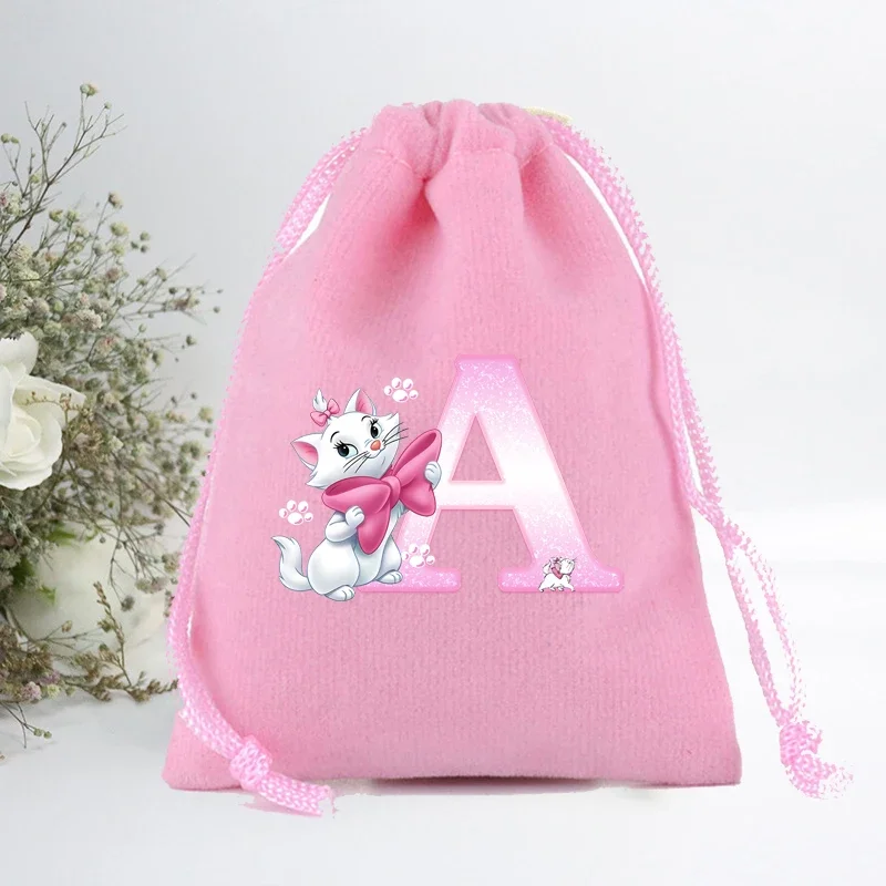 The Aristocats Marie Cat Drawstring Gift Bag Cosmetic Bag Portable Storage Organize Bag Fabric Draw Pocket ToiletryBag Gift