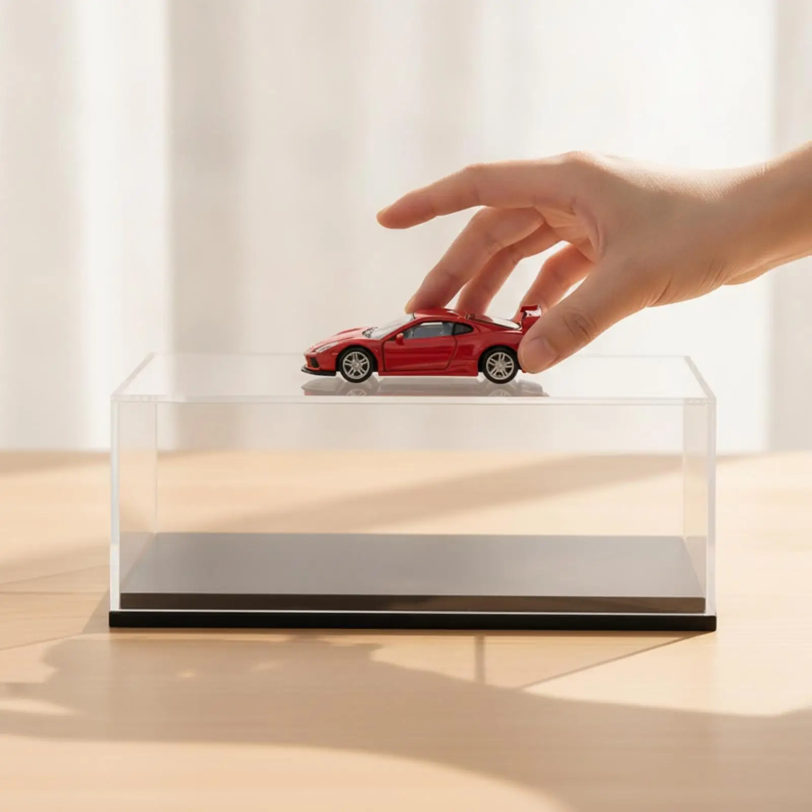 6x1:64 Scale Model Car Display Case | No-Assembly, Model Car Case with ebony base, for Shelf 120 X 58 X 45 MM