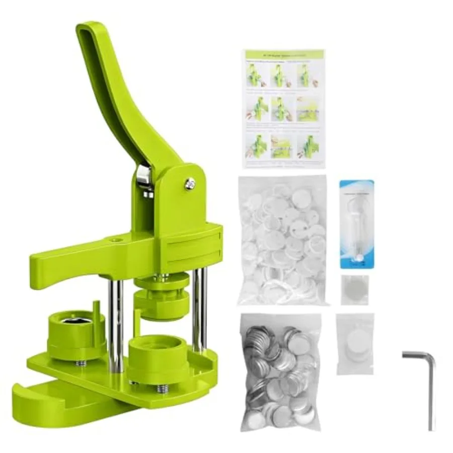 

Button Maker Machine Kit 32mm 1.25 Inch DIY Pin Badge Press with 100 Button Parts Custom Pin Maker for Crafts Parties and Gifts