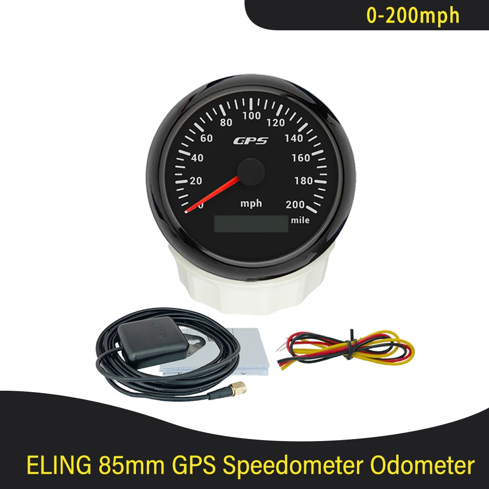 

85mm Waterproof GPS Speedometer 0-30km/h 0-120KM/H 0-60MPH 200mph Odometer with 7 Colors Backlight for Car Boat Motorcycle Yacht
