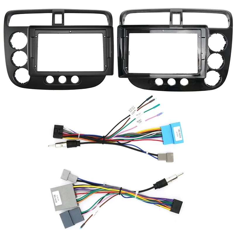 2 Din car dvd radio Android fascia multimedia For Honda 2005 Civic 9inch CD MP3 MP5 Video Audio Stereo Panel Frame cable Harness