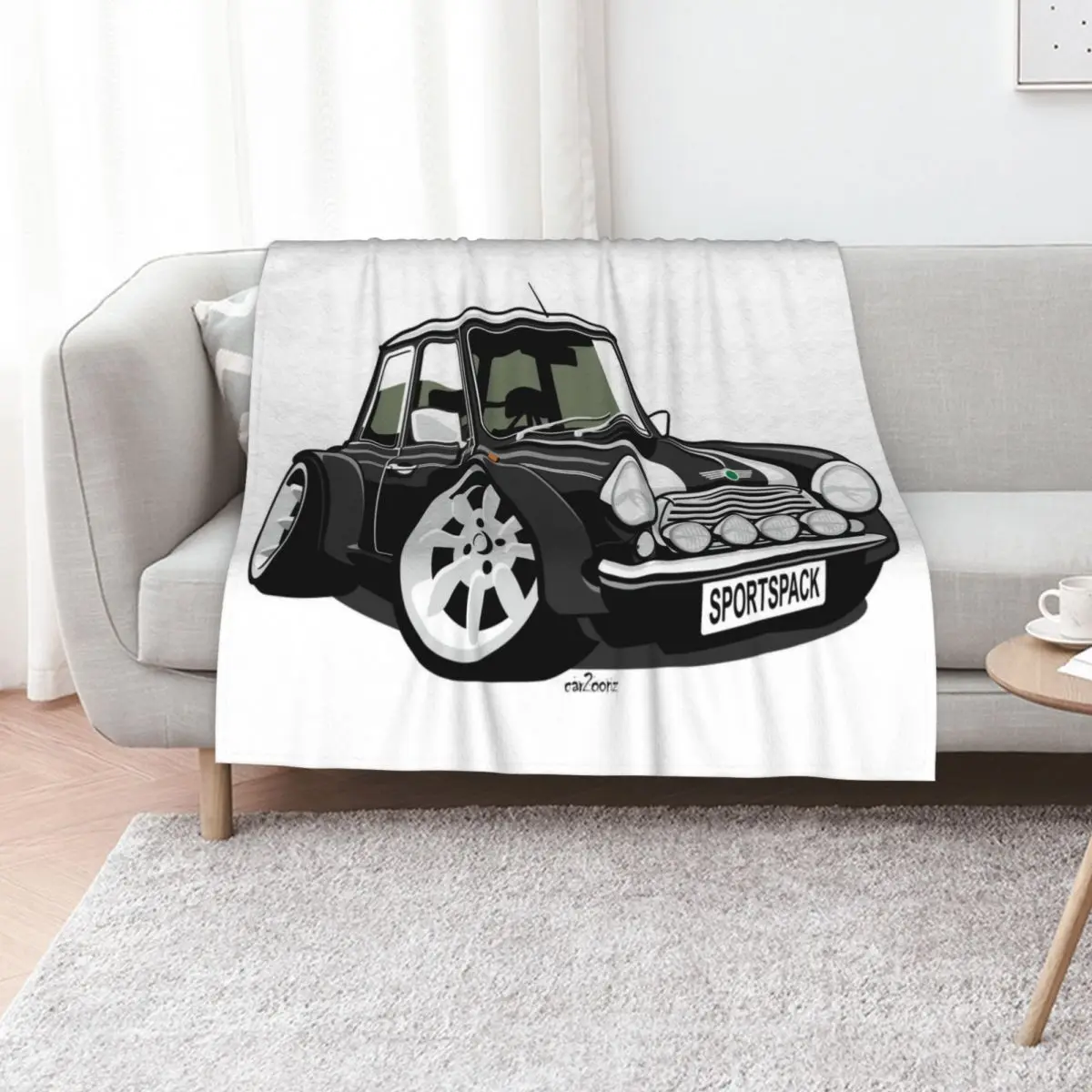 Classic Mini Sportspack caricature black Throw Blanket Ultra Soft Flannel Fleece Blanket for All Seasons