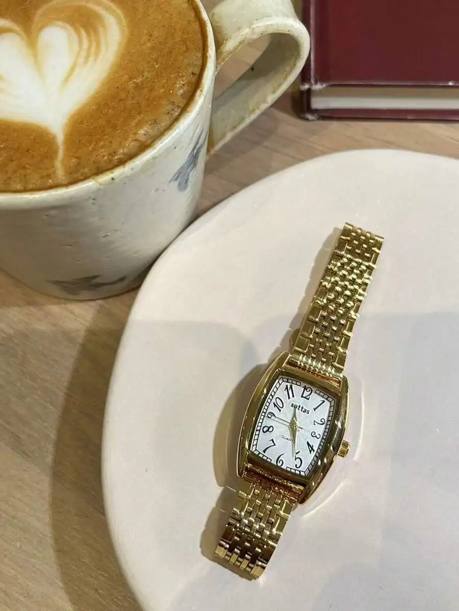 Square Minimalist Analog Quartz Watch With Adjustable Stainless Steel Strap