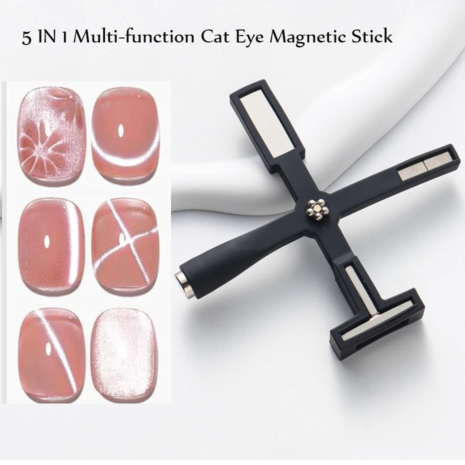 1pcs Cat Eyes Cross Multifunctional Magnet Strong Effect Magetic Stick Cat Eyes 3D Line Strip Effect Four Head Manicure Tool