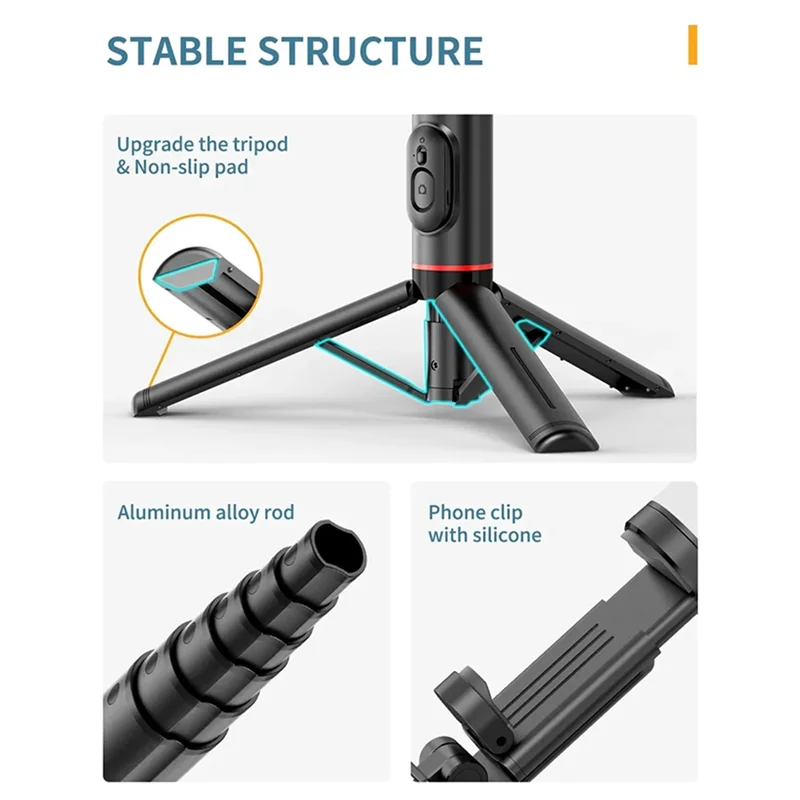 A34M-Q12S عصا سيلفي لاسلكية قابلة للطي بلوتوث Monopod مع مصراع التحكم عن بعد ملء ضوء ترايبود آيفون أندرويد هواوي