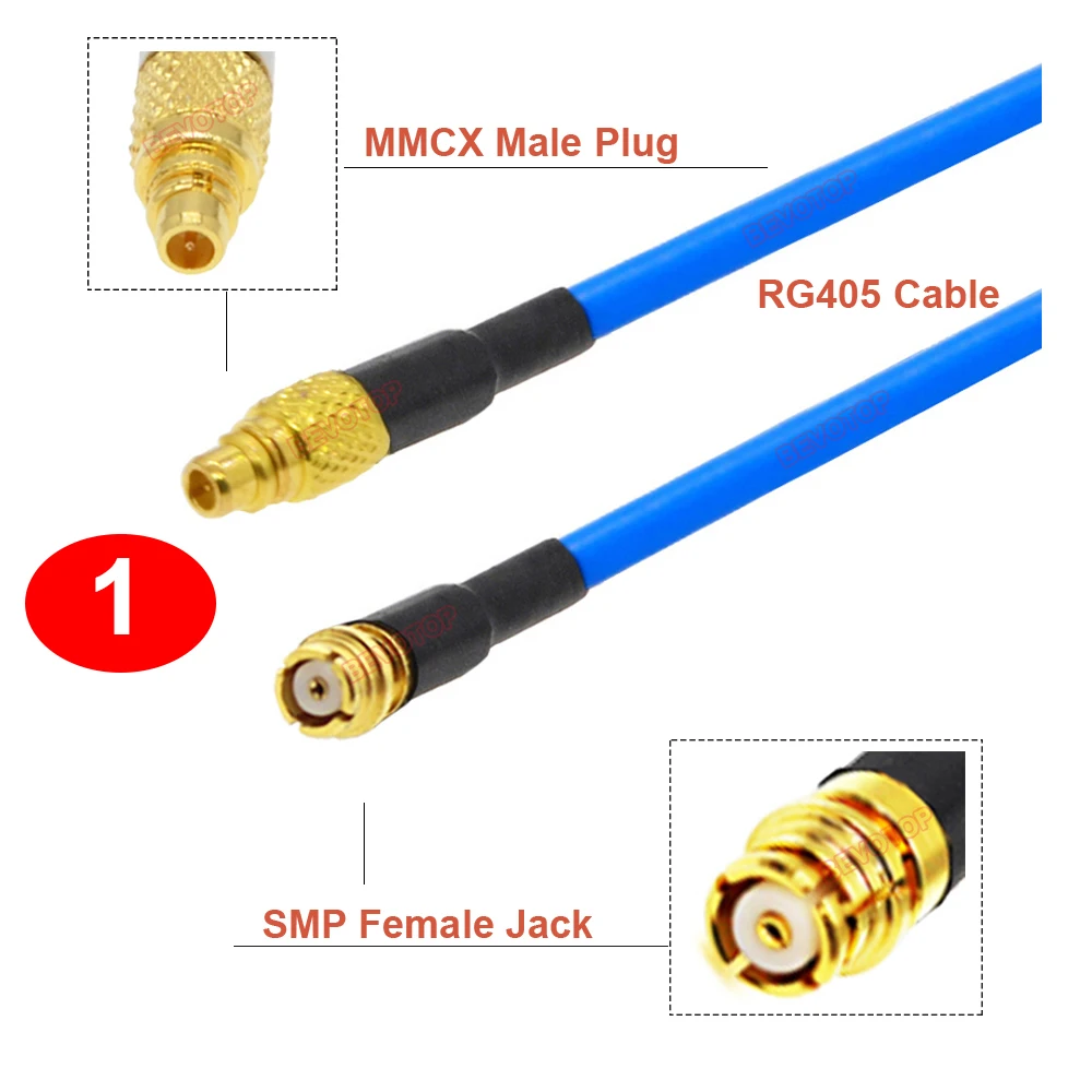 1PCS SMP to MMCX RG405 Cable SMP Male / Female to MMCX Male Straight/ Right Angle 90° SMP Jumper 6Ghz RG-405 086 Pigtail BEVOTOP