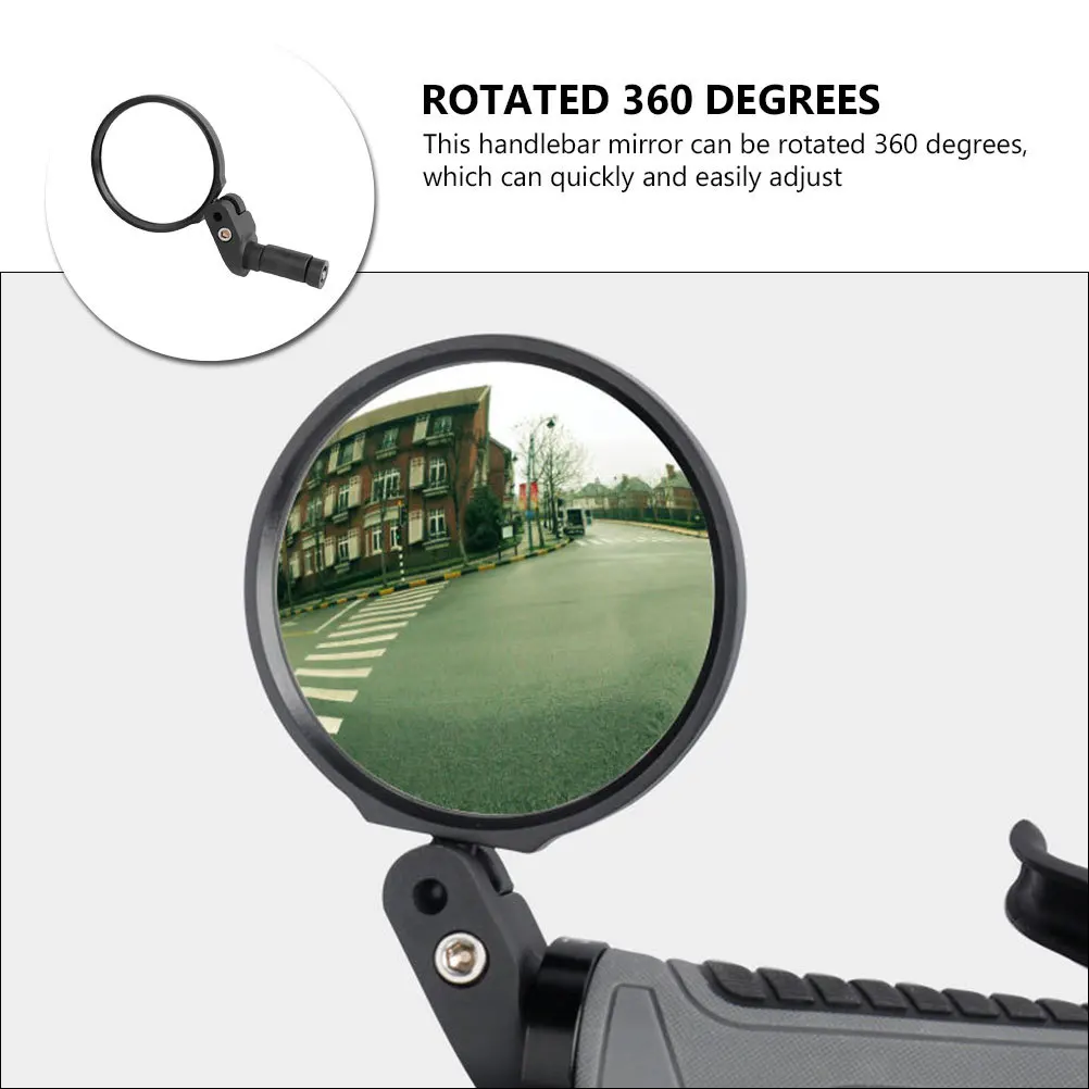 

Durable Bike Rearview Mirror 360 Degree Rotatable Handlebar Mirror Wide Angle Convex Glass Lens Safe Cycling Scooter Accessory