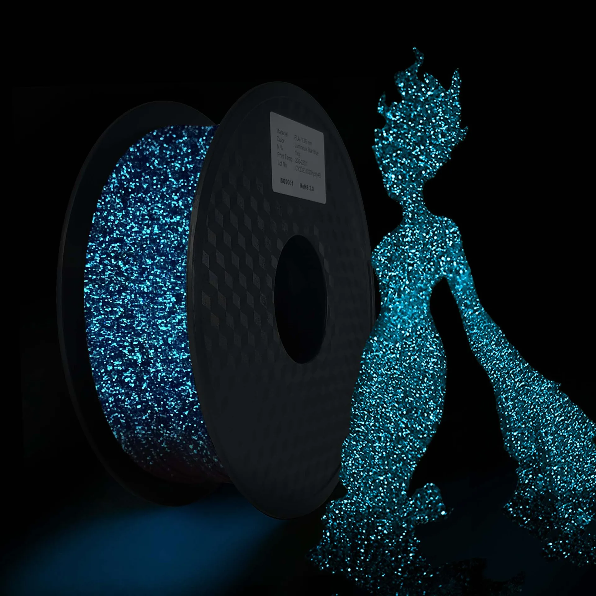 1kg 1.75mm PLA 3D Printer Filament Glow in Dark Rainbow Multicolor No Clogging Smooth Printing 2