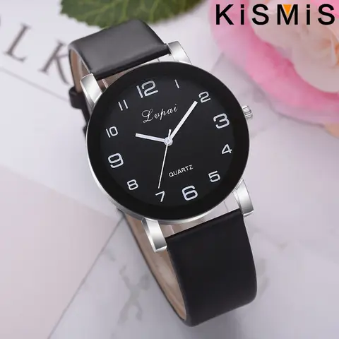 KISMIS 패션 간단한 흰색 가죽 시계 시계 여성 드레스 석영 손목 시계 패션 숙녀 손목 시계 4 색 옵션