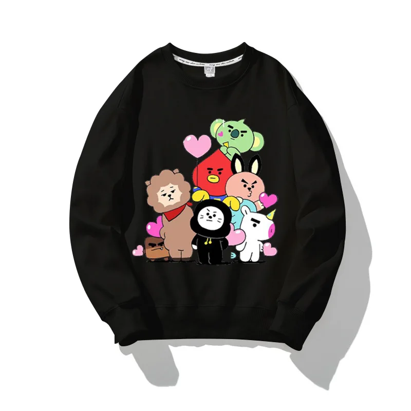 Anime Kawaii Bt21 Casual Parent-child Sweatshirt Cartoon SHOOKY RJ KOYA MANG Women Men Thin Spring Autumn Round Neck Pullover