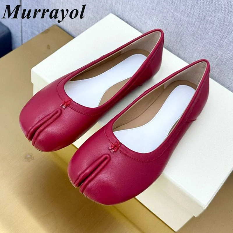 

Split Toe Genuine Leather Flat Shoes Women Shallow Mouth Mary Jane Shoes Spring Autumn Vacation Single Shoes Ballet Shoes