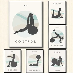 Minimalist Pilates Yoga Fitness Girl Motivational Quotes Gymnastics Poster Wall Pictures Canvas Painting Home Room Decor Gift