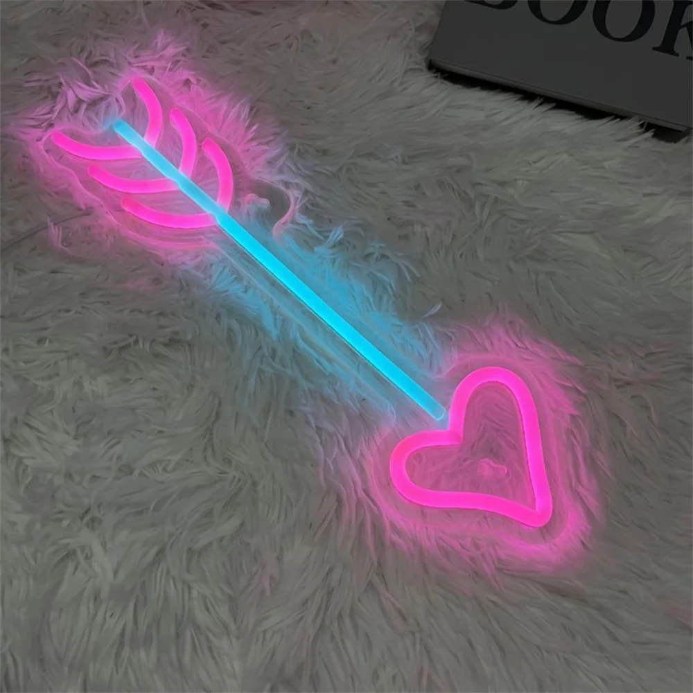 Arrow Heart Shape Led Neon Sign Sign For Home Room Party Garden Man Lady Mothers Day Weddings Bedroom Love Angel  Neon Lights