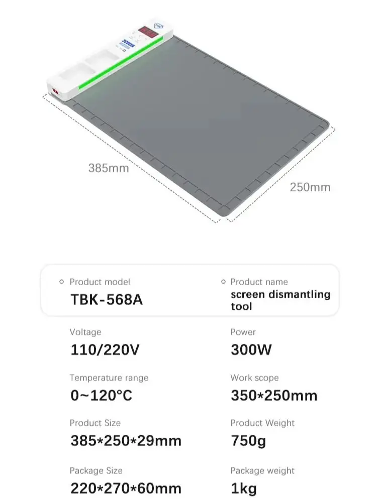 TBK-568A 16-inch LCD Separator Silicon Preheating Mat For iPhone iPad Display Screen Disassembly Heating Table Reapir Tools