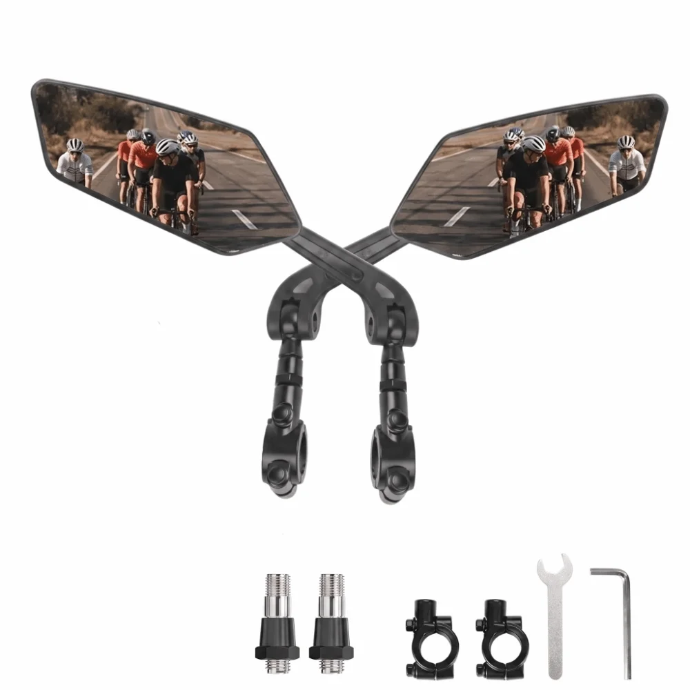 Wide Angle Bicycle Rear View Mirror Adjustable Wide Range Bike Mirror 360 Degree Rotate Anti-Glare Handlebar Mirror Road Bike