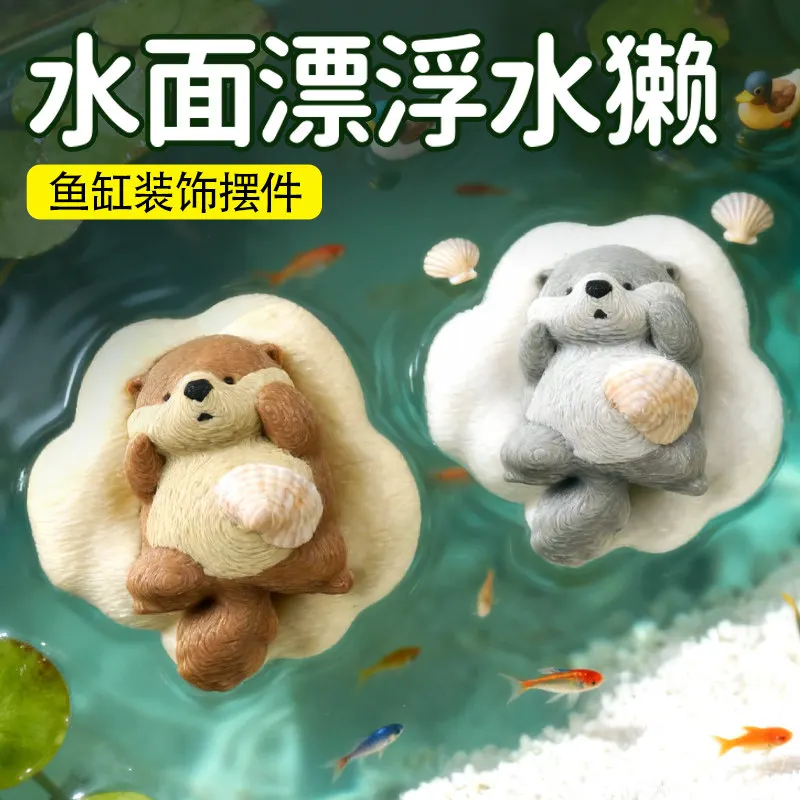

Cute Otter Floating Ornament Fish Tank Decoration Aquascape Surface Decor Cute Pet Shape Water Plant Rock Shelter Animal