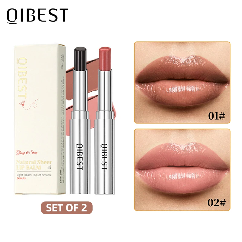 QIBEST 2 Pcs Black Honey Colorless Lip Balm Lipstick Lasting Lip Stain Tinted Moisturizing Lips Plumper Nourishing Makeup Sets