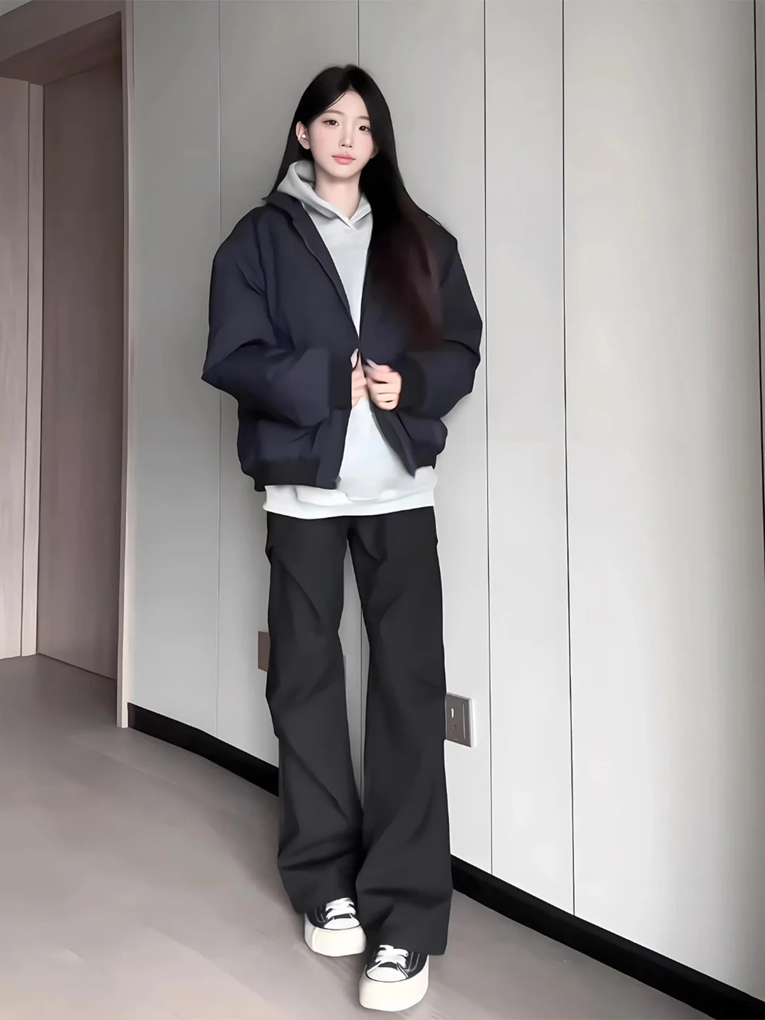 

American Sle Pleated Thiened Fce Wide Leg Casual Pants Men Women Loose Trousers Autumn Winter Loose Flared Pants